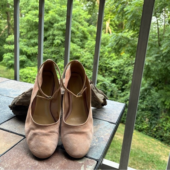 Shrimp pink vintage MOROBE Luxury House Soft Suede Block Heel Mary Janes Size 38 - Picture 14 of 16